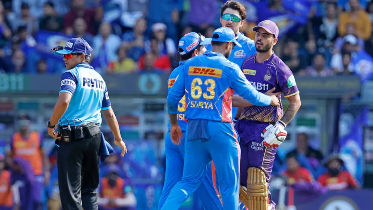 IPL 2023: Nitish Rana, Hrithik Shokeen fined For On-Field Spat, Suryakumar fined for slow over rate| MI vs KKR