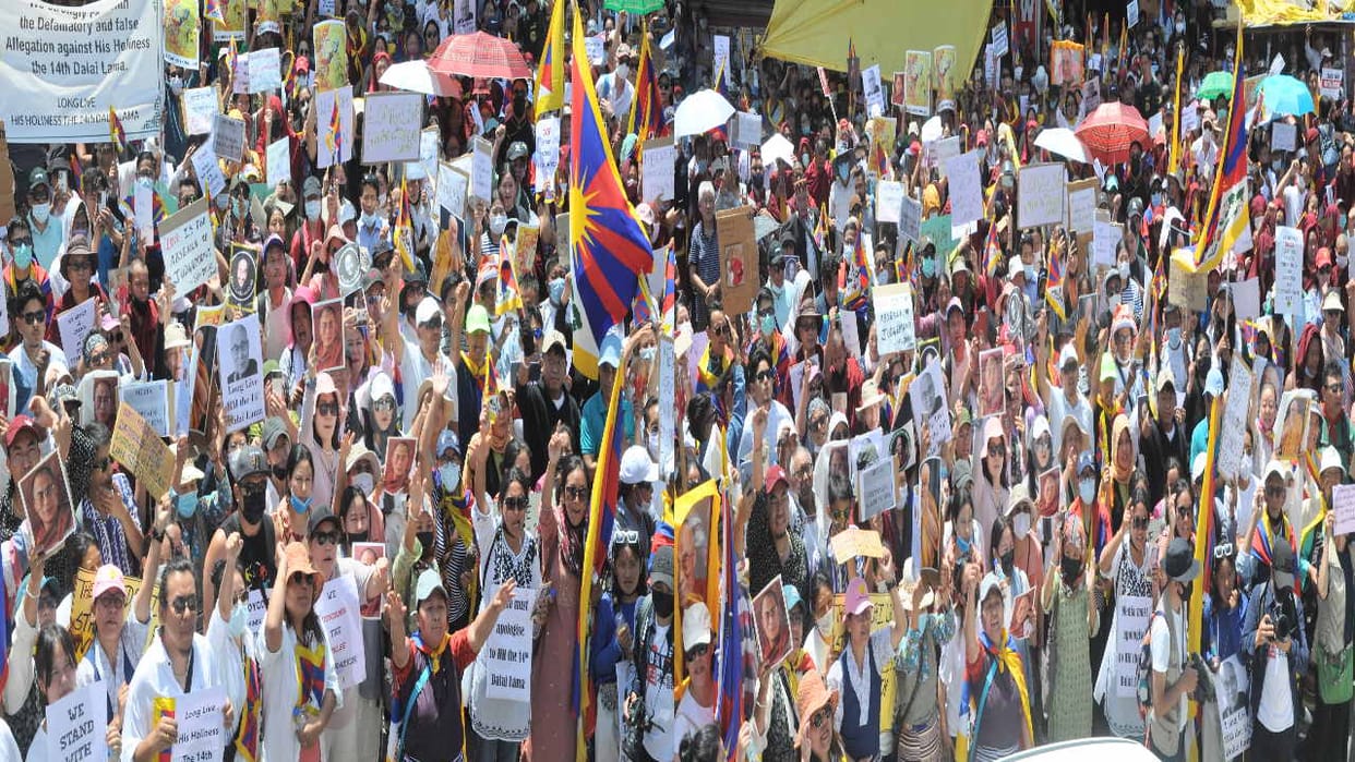 Dharamsala: Tibetans protest over video of Buddhist leader Dalai Lama