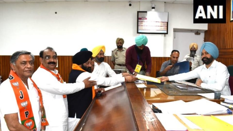 BJP leader Inder Iqbal Singh Atwal files nomination for Jalandhar Lok Sabha bypoll