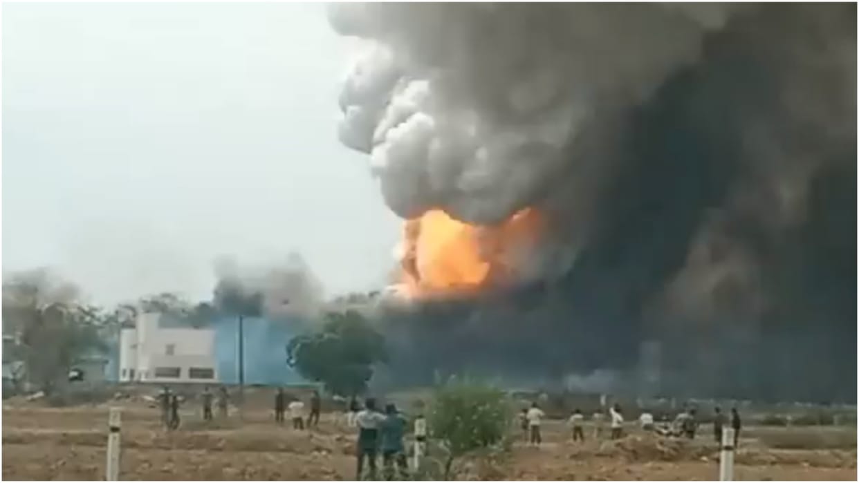 massive fire breaks out at firecracker company in Aravalli Gujarat fire tenders present at the spot Updates