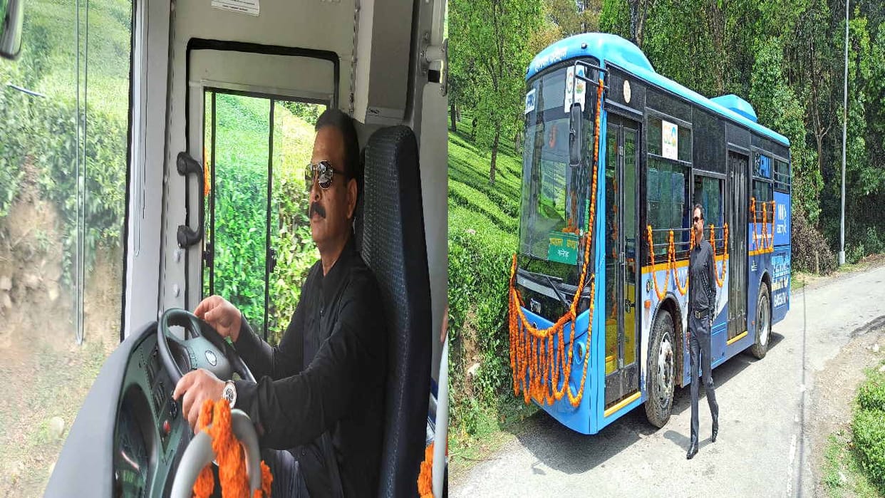 HRTC Managing Director Sandeep Kumar himself saw the electric bus by driving