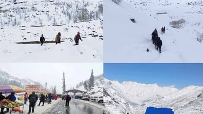 हिमाचल के लाहौल में बर्फबारी से बढ़ीं दुश्वारियां।