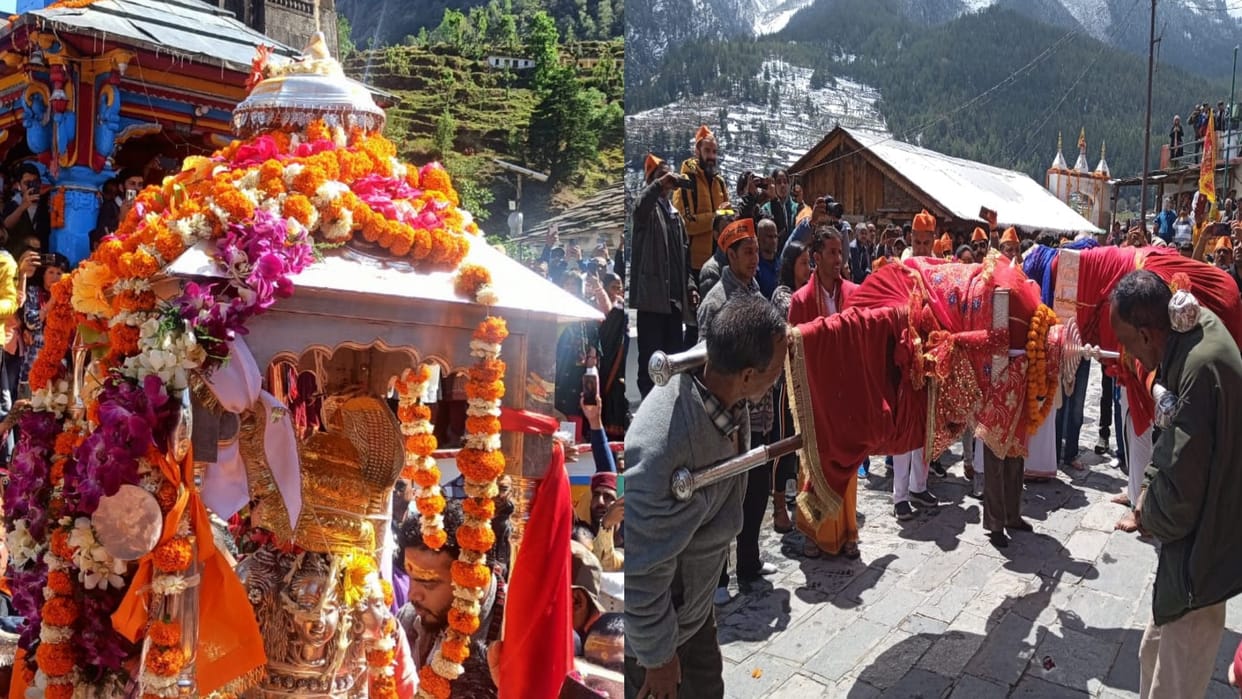 Kedarnath Dham Gangotri Dham Baba Kedar Maa Ganga doli left for their abode Chardham yatra 2023 Watch Photos