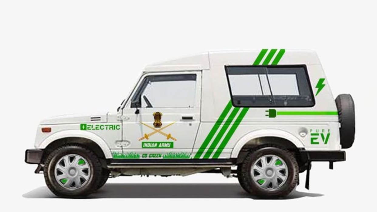 indian army cell iit delhi and tedpole ev startup convert regular gypsy into electric vehicle