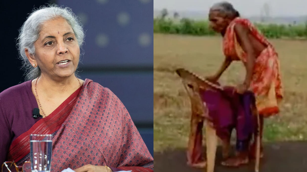 Woman forced to walk barefoot with broken chair to collect pension; FM Sitharaman hauls up SBI