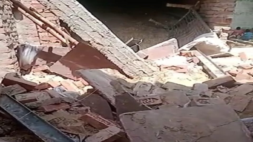 Two children died, one serious due to wall collapse in Kandhla