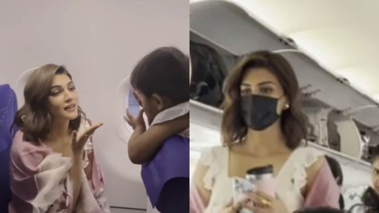 Kriti Sanon travels economy class to Indore plays with a baby on flight fans call her so sweet goes viral see