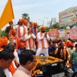 गौरव यात्रा में शामिल बिहार भाजपा के वरीय नेता।