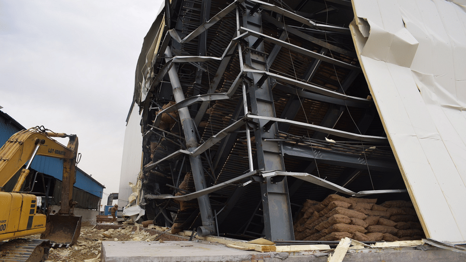 Four laborers were buried in basement due to collapse structure of under-construction cold store in Sikandraba