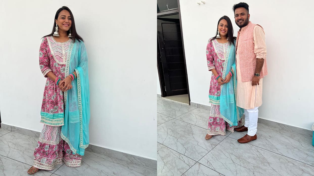 swara bhaskar celebrates first eid after wedding with fahad ahmed and his family