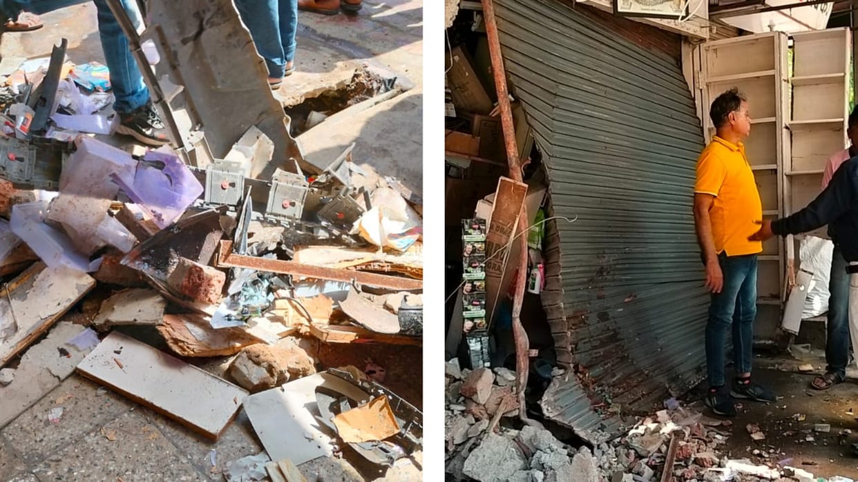 Car drivers created ruckus in Freeganj, one broke the boundary wall, the other entered the general store