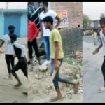 मीरगंज की घटना में हाथ में लाठी डंडा लिए युवकों का फोटो सोशल मीडिया पर वायरल।