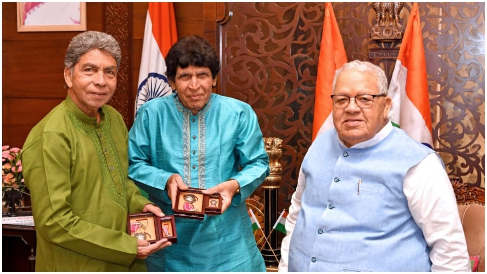 Courtesy call from Governor Kalraj Mishra to Padma Shri awardee musicians Ahmed Hussain and Mohammad Hussain