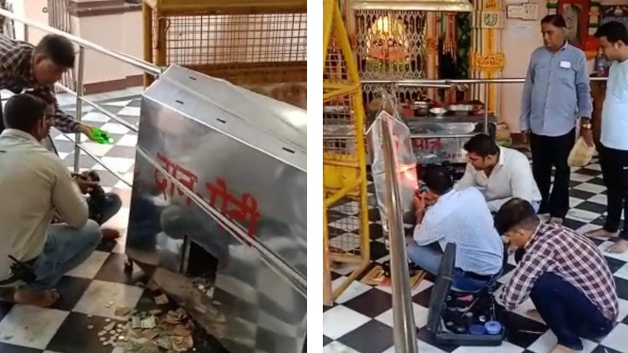 Theft in the famous Gadkalika temple, broke the donation box with a spade, took away notes filled in sacks