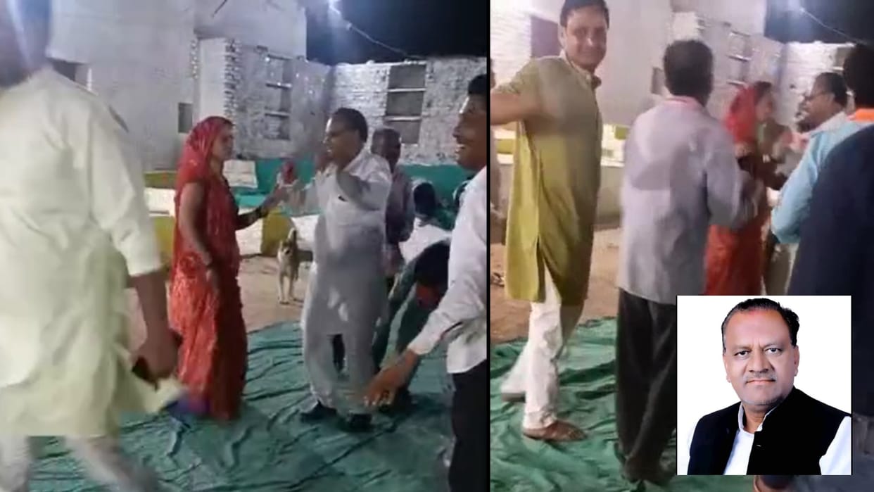 While dancing, the Congress MLA put a note in his mouth and put it on the mouth of the dancer