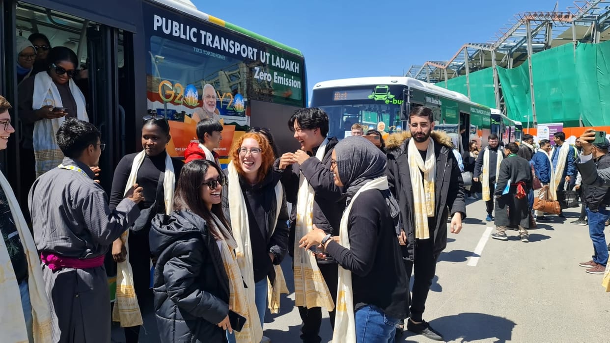 Warm welcome of Youth 20 delegates at Leh airport three day Y20 pre summit from 26 to 28 April 2023