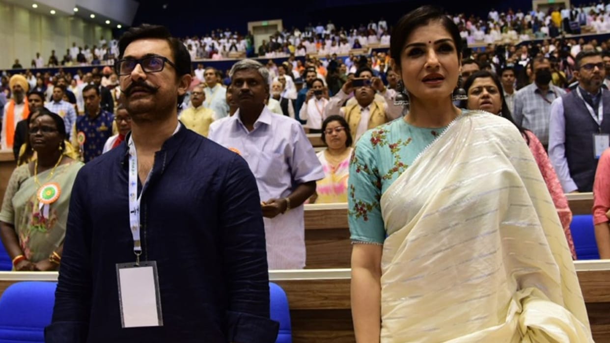 Celebrities including Aamir Khan Raveena Tandon participated in Mann Ki Baat 100 Conclave