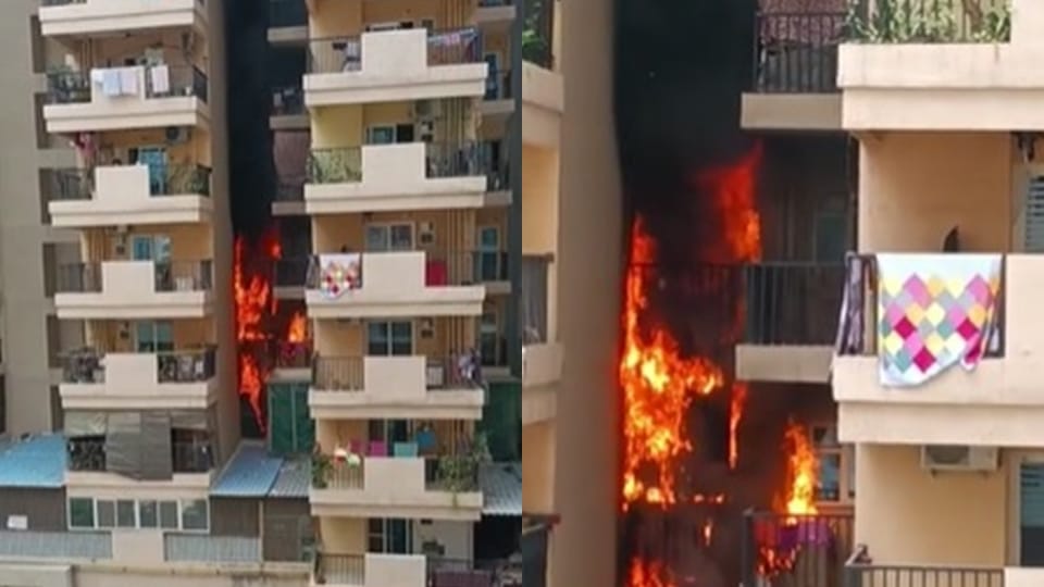 Fire breaks out at Greater Noida's Gaur City 14 Avenue
