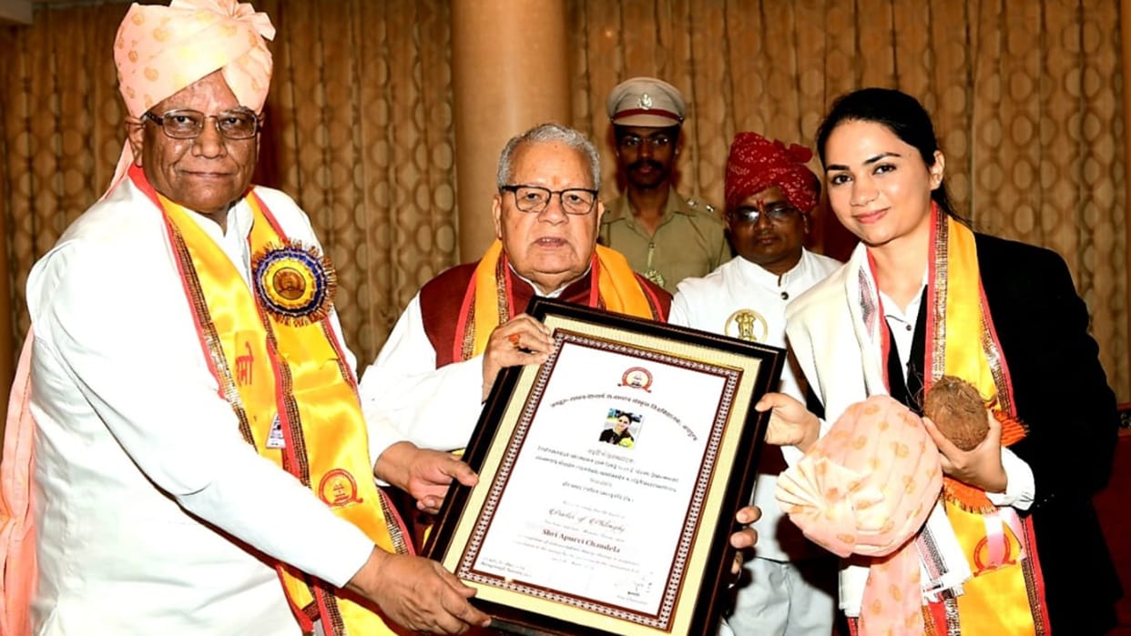 Honorary title awarded to shooter Apurvi Vidya Varidhi Governor praised for gold