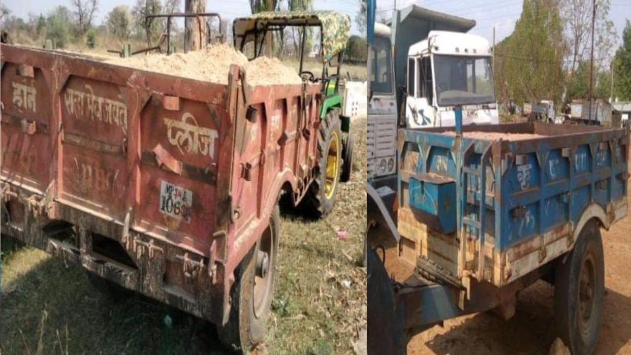Seized tractor-trolley transporting illegal sand, two cases registered against mining and transporters