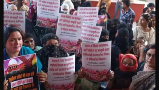 Hundreds of people gathered in protest against gay marriage
