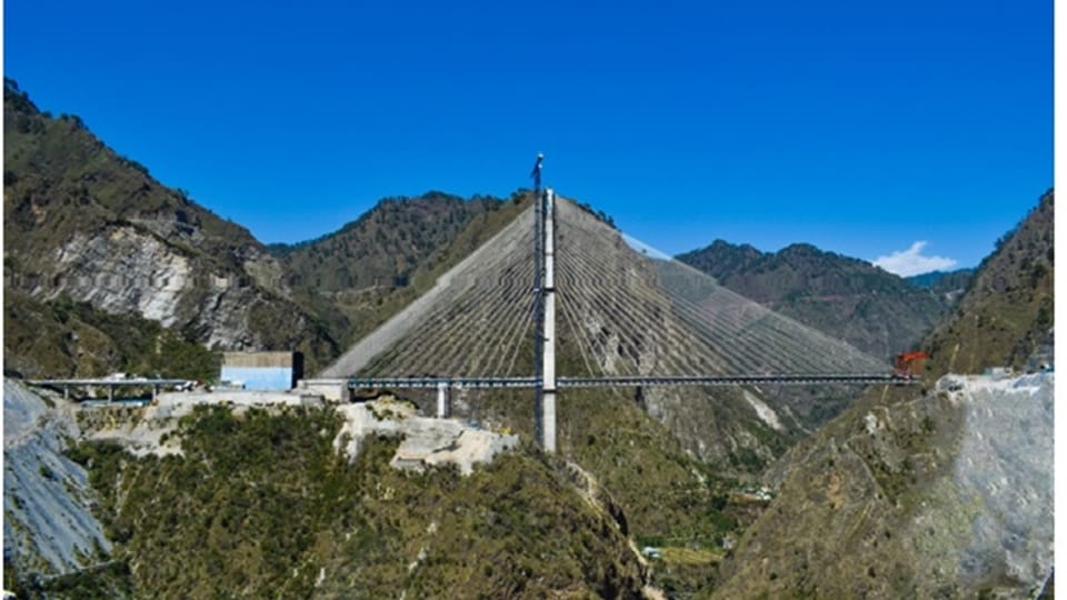 jammu kashmir All 96 cables of country first cable stayed rail bridge connected in record time