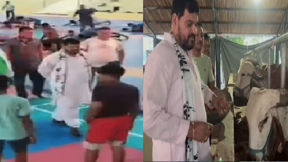 BJP MP Brij Bhushan Sharan Singh visited several places on his native village in Gonda