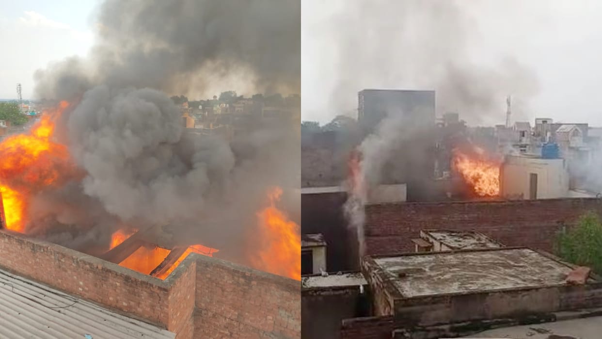 Dholpur Fierce fire broke out due to short circuit in a three-storey showroom of clothes