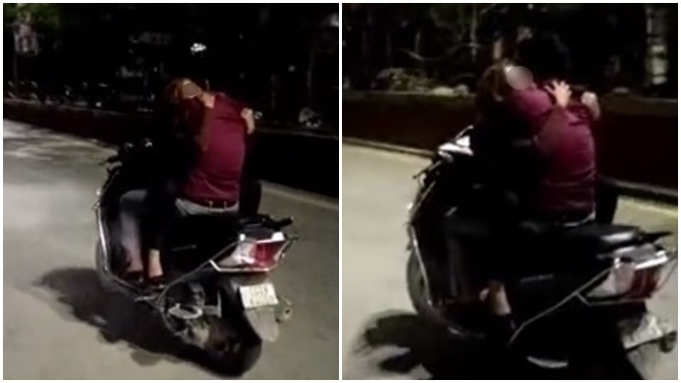Bilaspur Latest News boy romanced the girl on the scooty by sitting on his lap