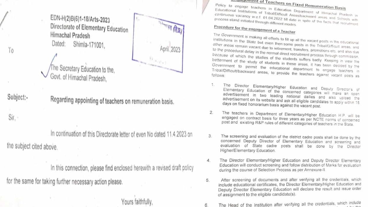 Himachal govt sets up inquiry on viral recruitment proposal of temporary teachers