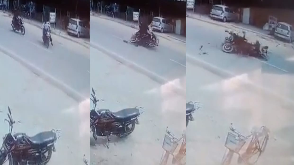 Accident Live Video: Five injured in collision of two bikes in korba, accident video viral