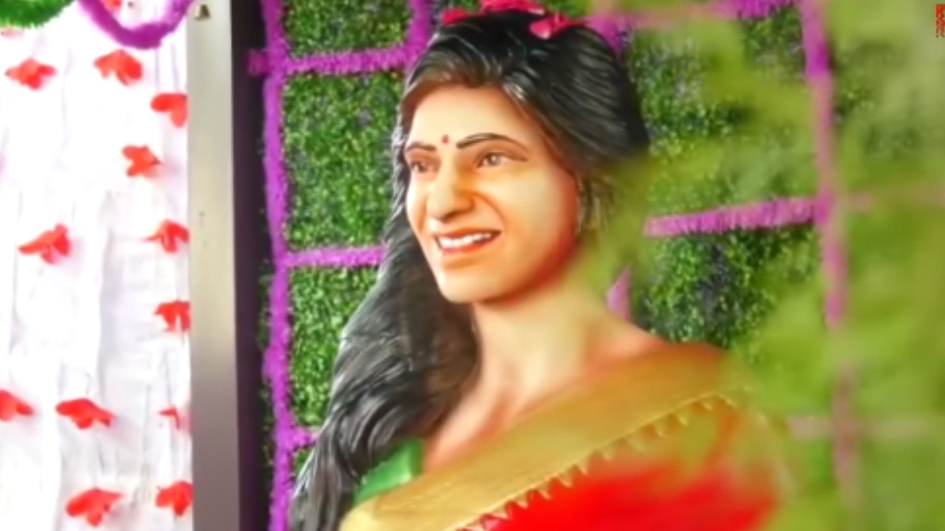 Samantha Ruth Prabhu Fan constructed a temple of Actress in his residence In Andhra Pradesh Video Viral