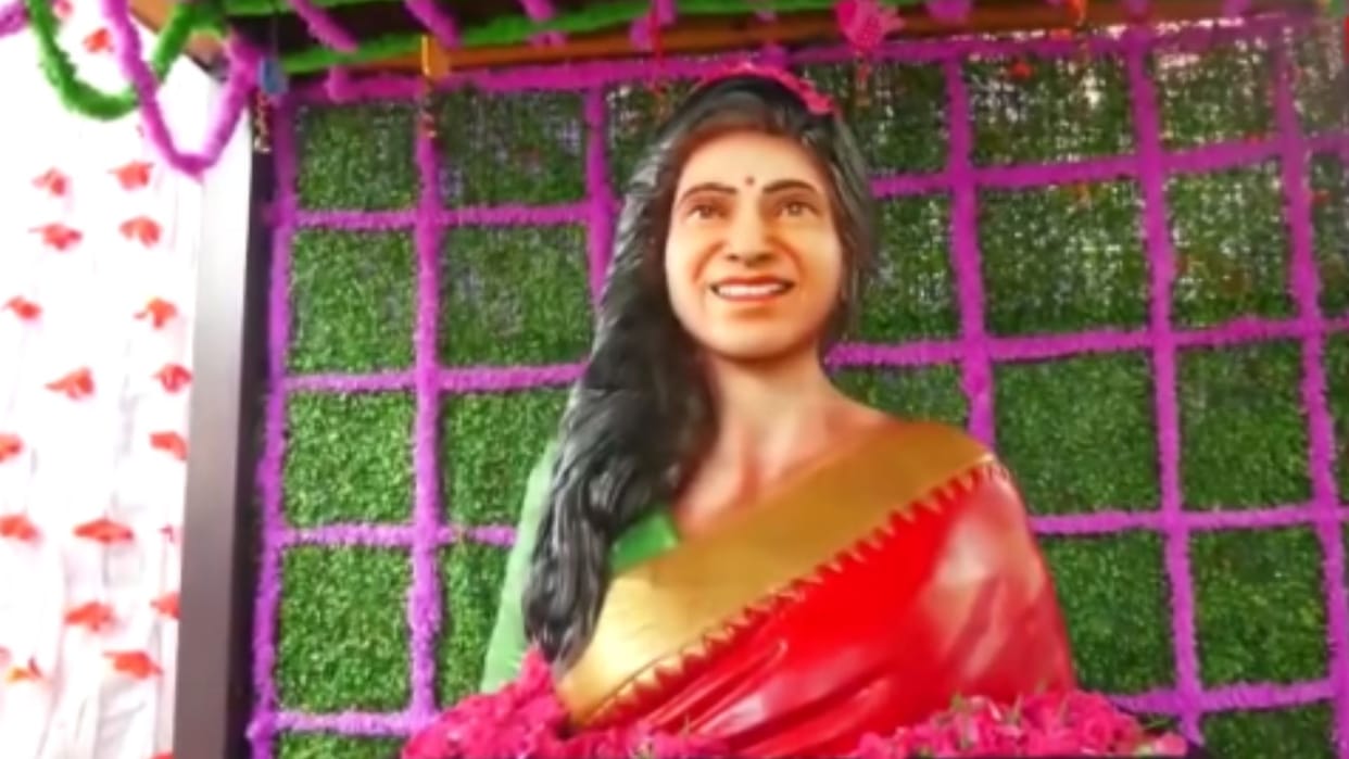 Samantha Ruth Prabhu Fan constructed a temple of Actress in his residence In Andhra Pradesh Video Viral