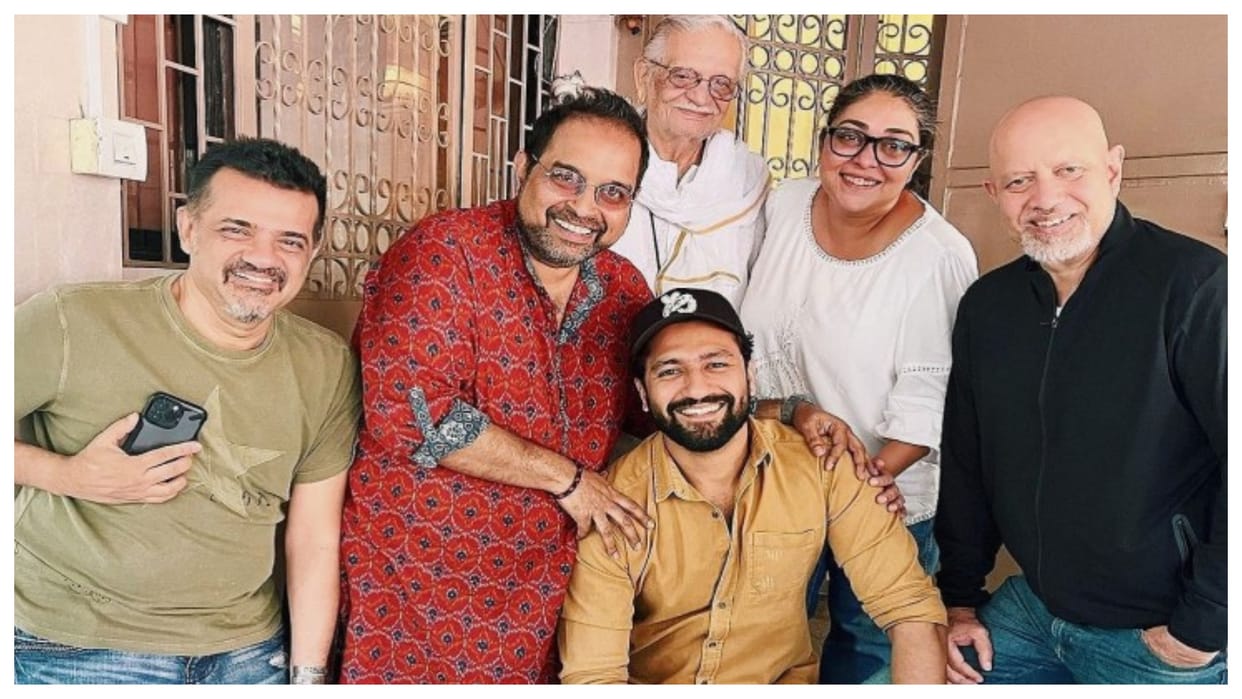 Vicky Kaushal drops a picture with Gulzar Shankar Ehsaan Loy Meghna Gulzar From the set of Sam Bahadur