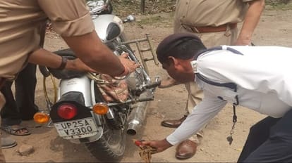 Police imposed fine of 15 lakhs on bullet bike with modified silencer in Bareilly