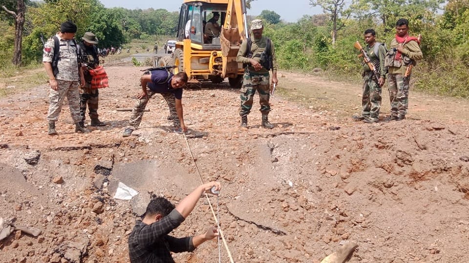 Naxalites planted three IED bombs together to blow up the soldiers' car