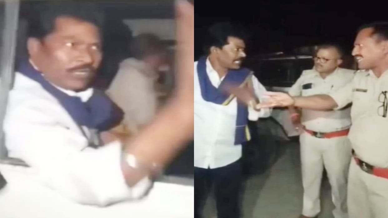 Gwalior News Netaji got angry when TI stopped for checking there was scuffle between the two