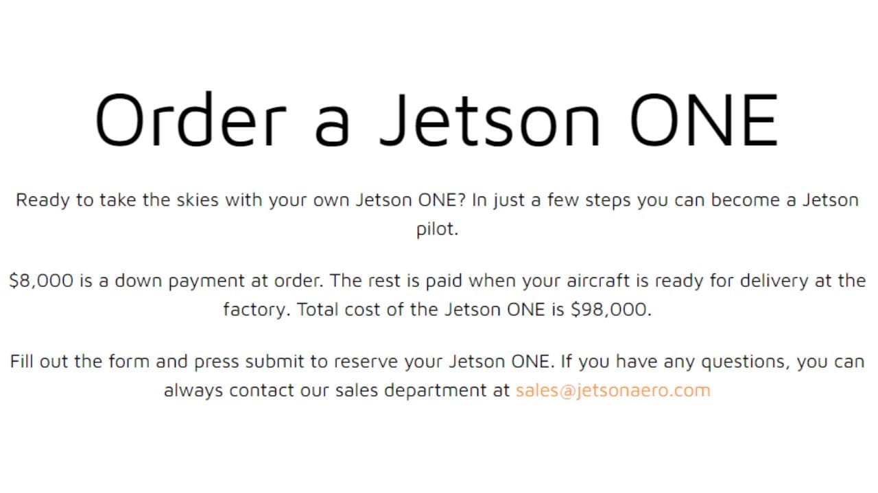 swidish company jetson one offer electric flying car at 98000 dollar, know features range and other details