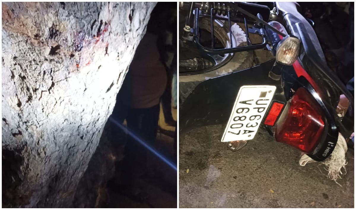 Road Accident in sonbhadra Bike collided with tree two youths returning from work died