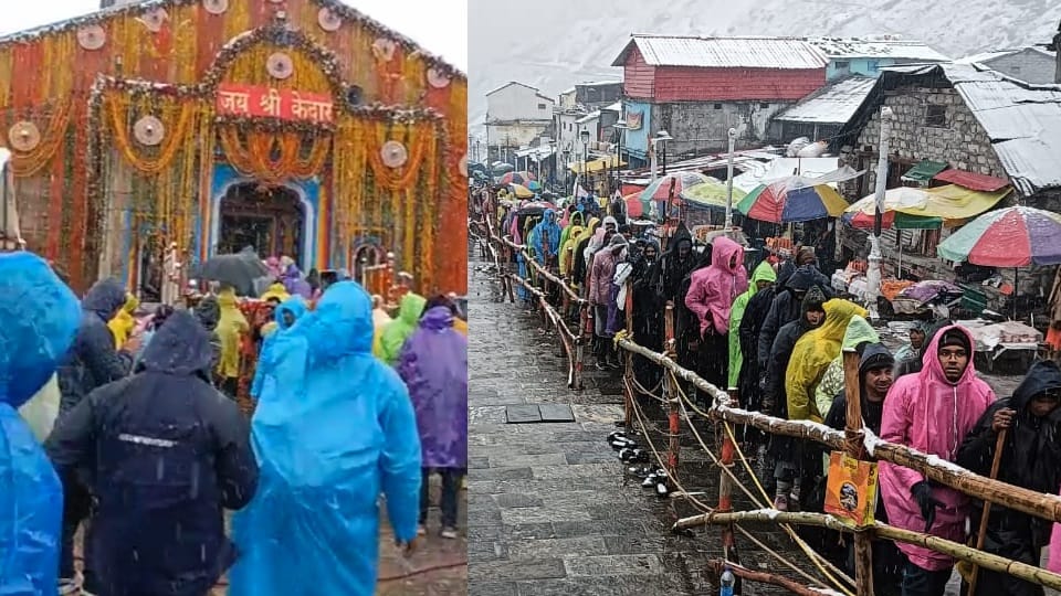 Chardham Yatra 2023: Pilgrims Long Line in Kedarnath even Rainfall and Snowfall see photos
