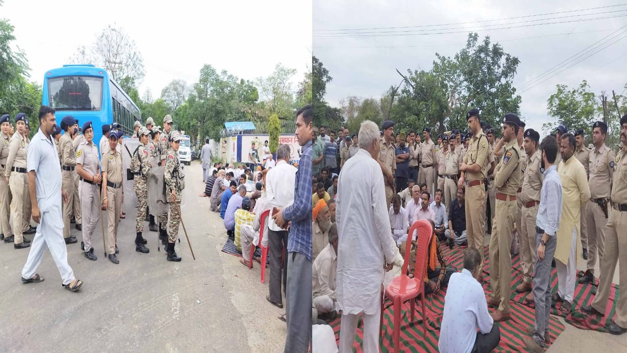 Police took away the truck operators sitting on dharna outside the plant, attacked the journalist who went to