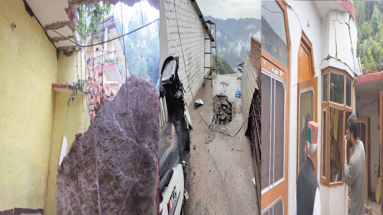 Boulder fell on building in subathu, lenter broken, shop also damaged