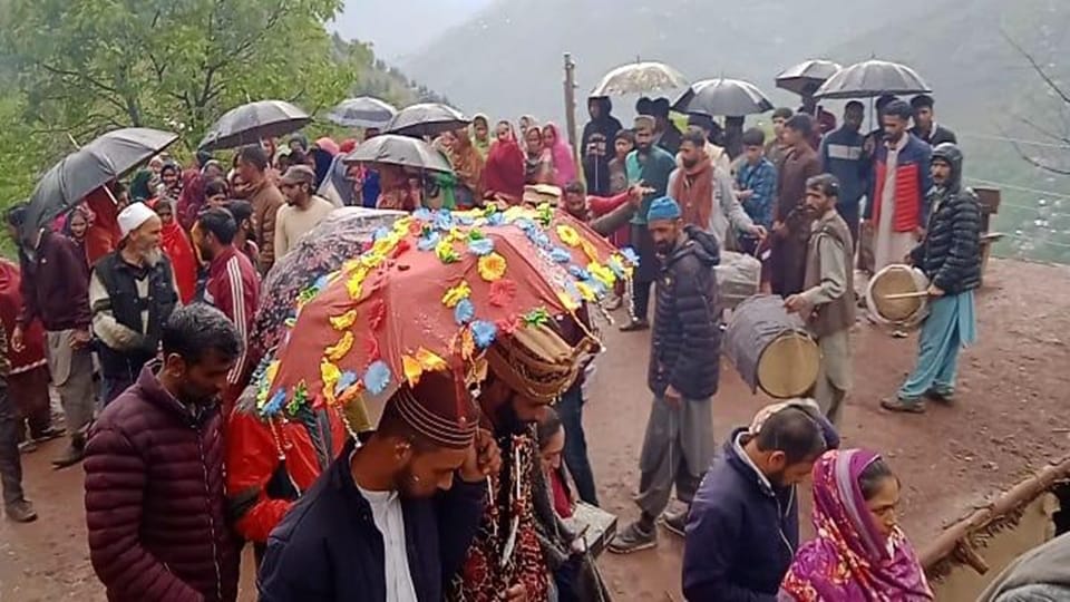 Uri sector marriage ceremony Now there no bullets in Charunda village near LoC beats are played on drums