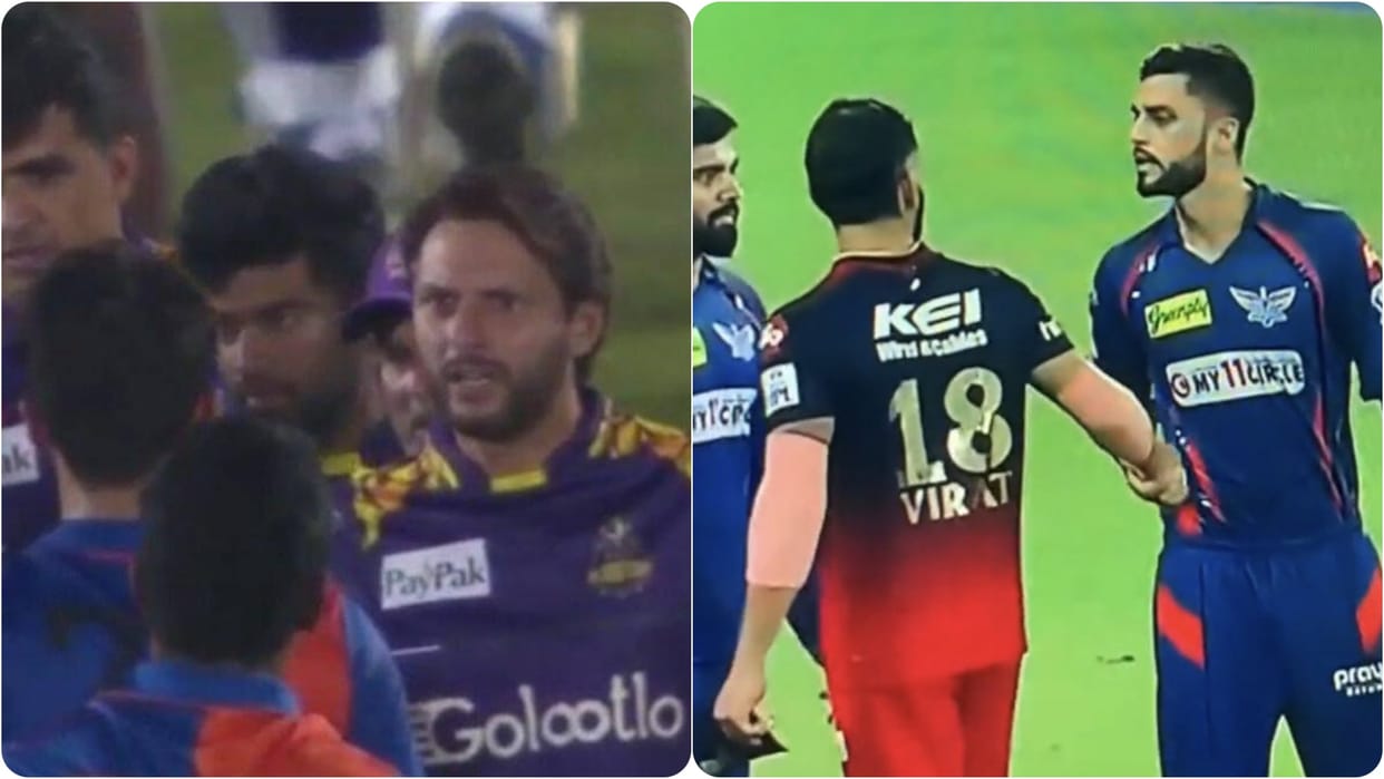 Naveen ul Haq heated exchange with Shahid Afridi in SPL viral as he clash with Virat Kohli in RCB vs LSG Match