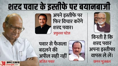 शरद पवार के इस्तीफे पर बयानबाजी।