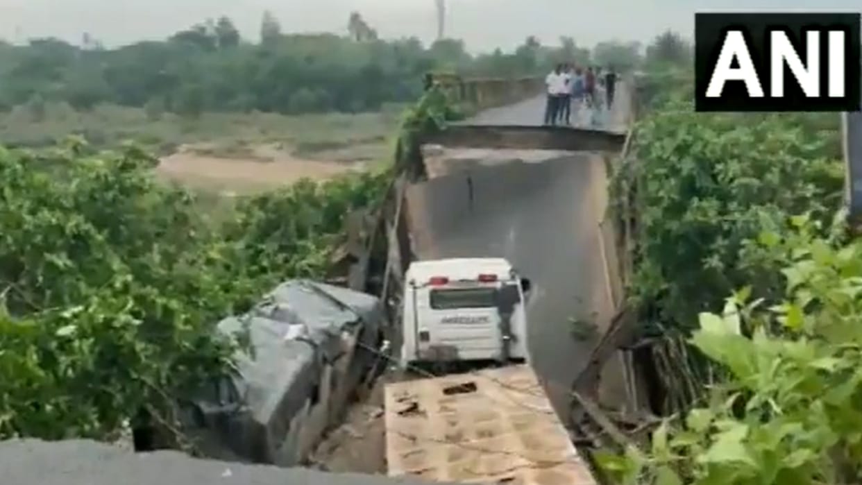 Andhra Pradesh: An old bridge built over the Bahuda River near Ichhapuram in Srikakulam district collapsed