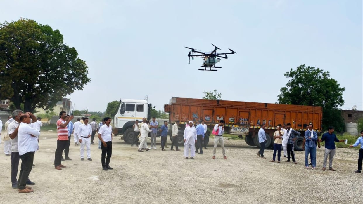 first drone spray unit inaugurated in private sector  of Country in Karnal