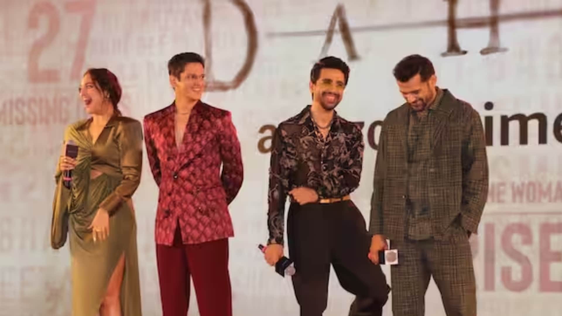 Dahaad Trailer Event Vijay Varma Reaction after Sonakshi Sinha Gulshan Devaiah Tease him about Tamannaah