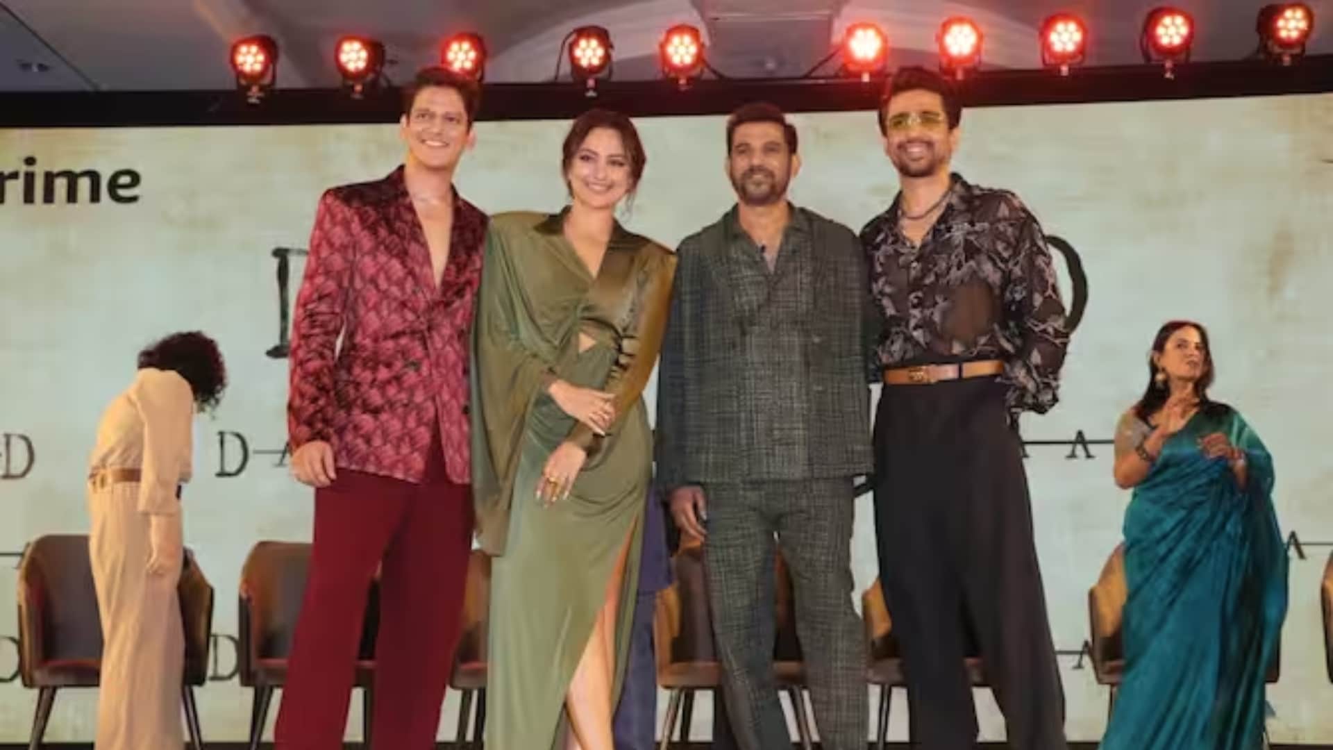 Dahaad Trailer Event Vijay Varma Reaction after Sonakshi Sinha Gulshan Devaiah Tease him about Tamannaah