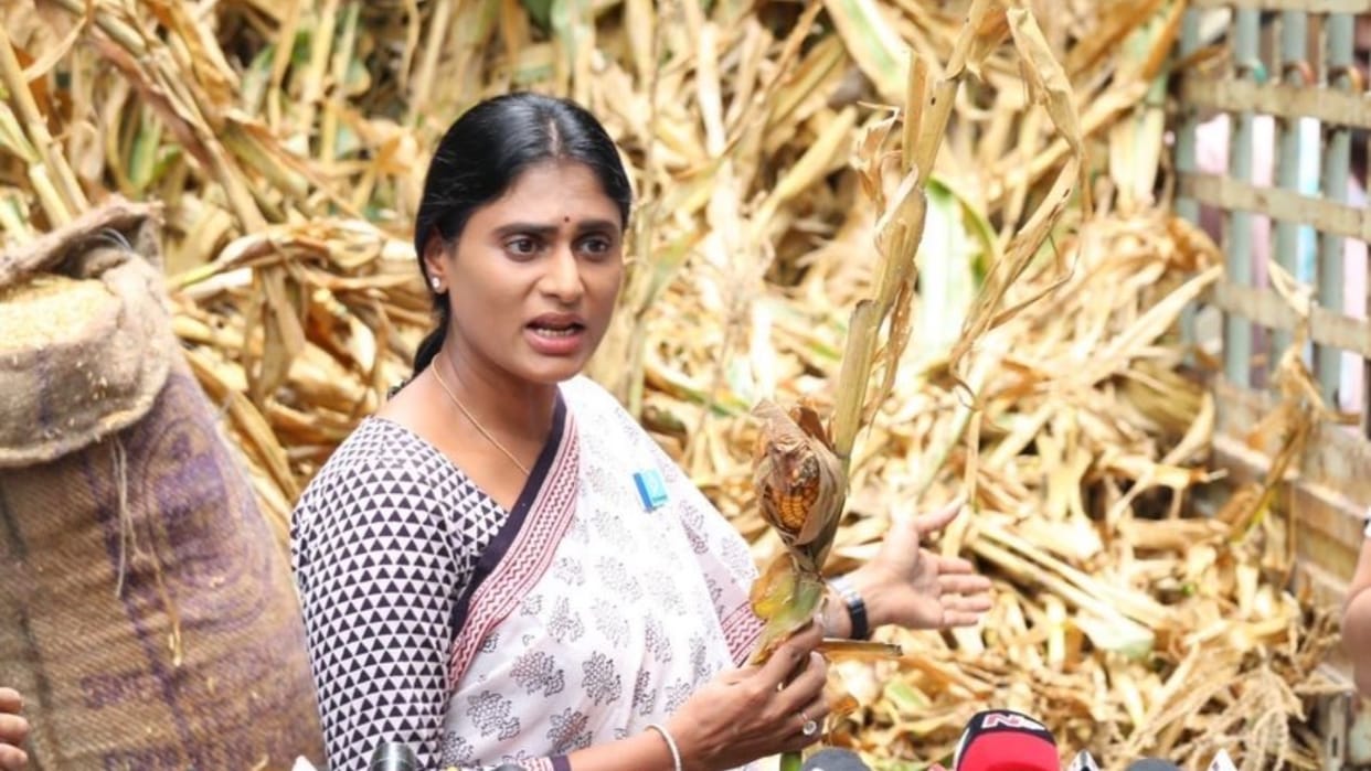 YS Sharmila sent a truck loaded with damaged crops to Chief Minister KCR